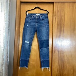 Women’s H&M L.O.G.G. Medium Wash Patchwork Distressed Denim 29